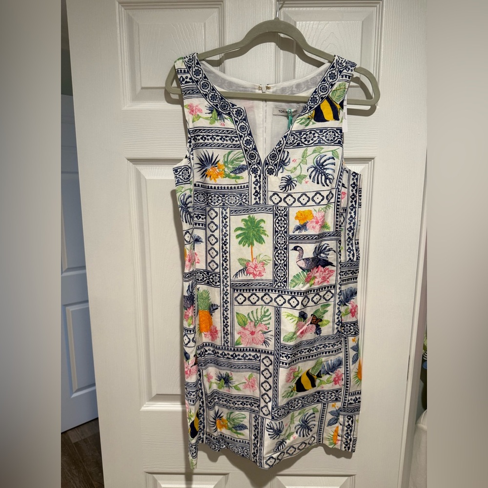 Tori Richard Blue and Yellow Tropical Dress